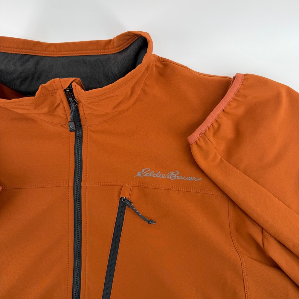 Eddie Bauer‎ Mens XL Orange Softshell Full Zip Jacket Water Repellent Outdoor
